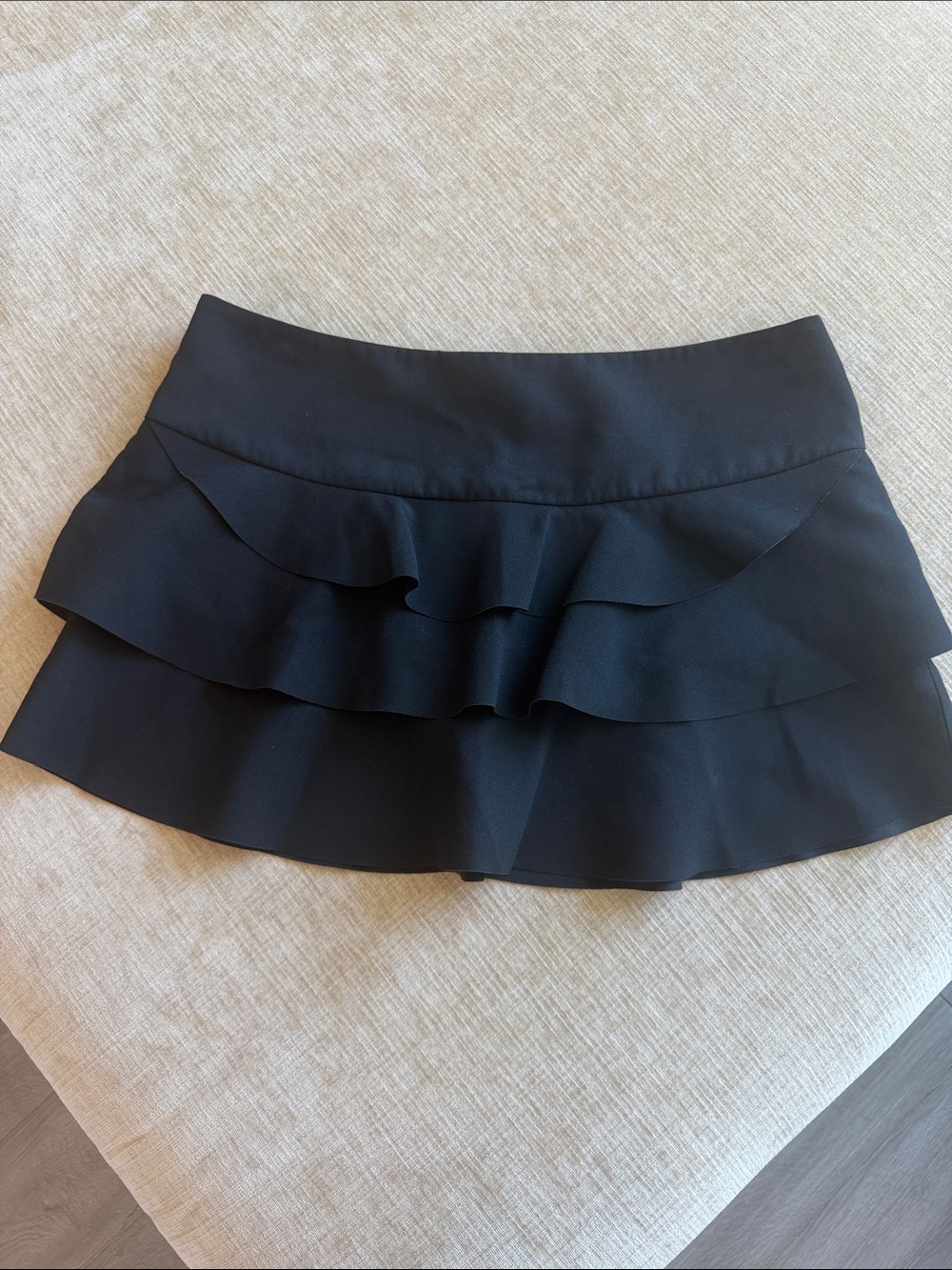 Zara Black Tiered Ruffle Mini Skirt